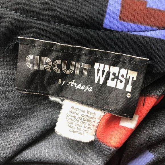 True Vintage Arpeja Mod Print Dress & Jacket Set 2pc Black Red 70s Size 12 - Picture 8 of 8